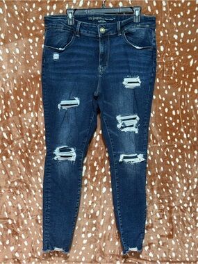 Maurices Dark Indigo Distressed Skinny Jeans